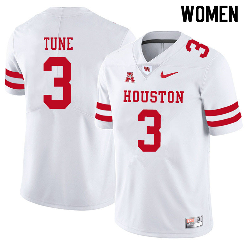 Women #3 Clayton Tune Houston Cougars College Football Jerseys Sale-White - Click Image to Close